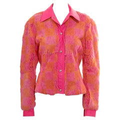 Christian Dior by John Galliano pink and orange fur shirt jacket, fw 2001