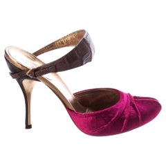 New With Box Gucci Velvet and Crocodile Heels Mules Sz 36