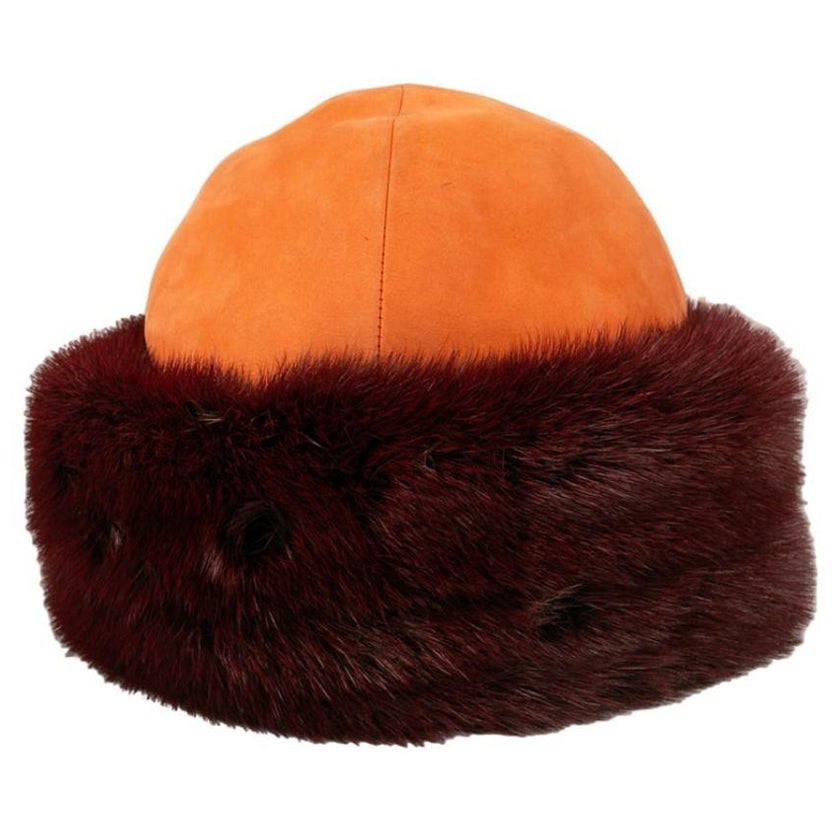 Hermès Hat in Dyed Mink Skin and Fur For Sale