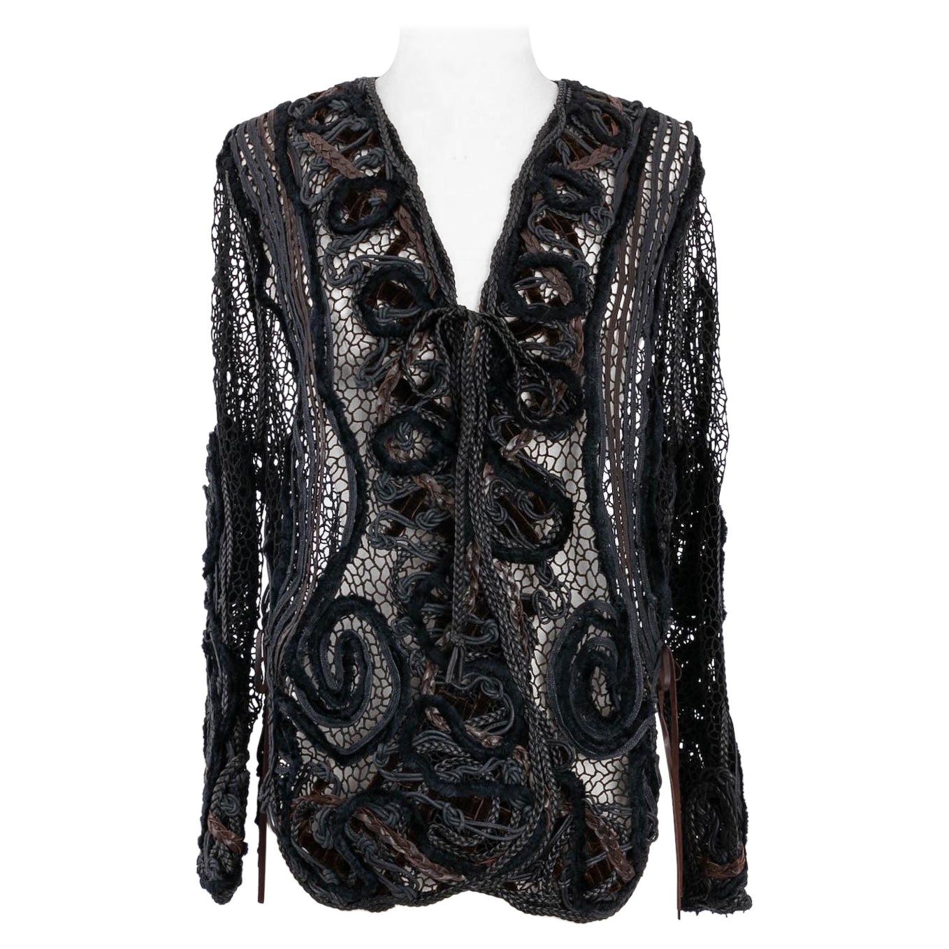Christian Lacroix Jacket in Leather and Velvet For Sale