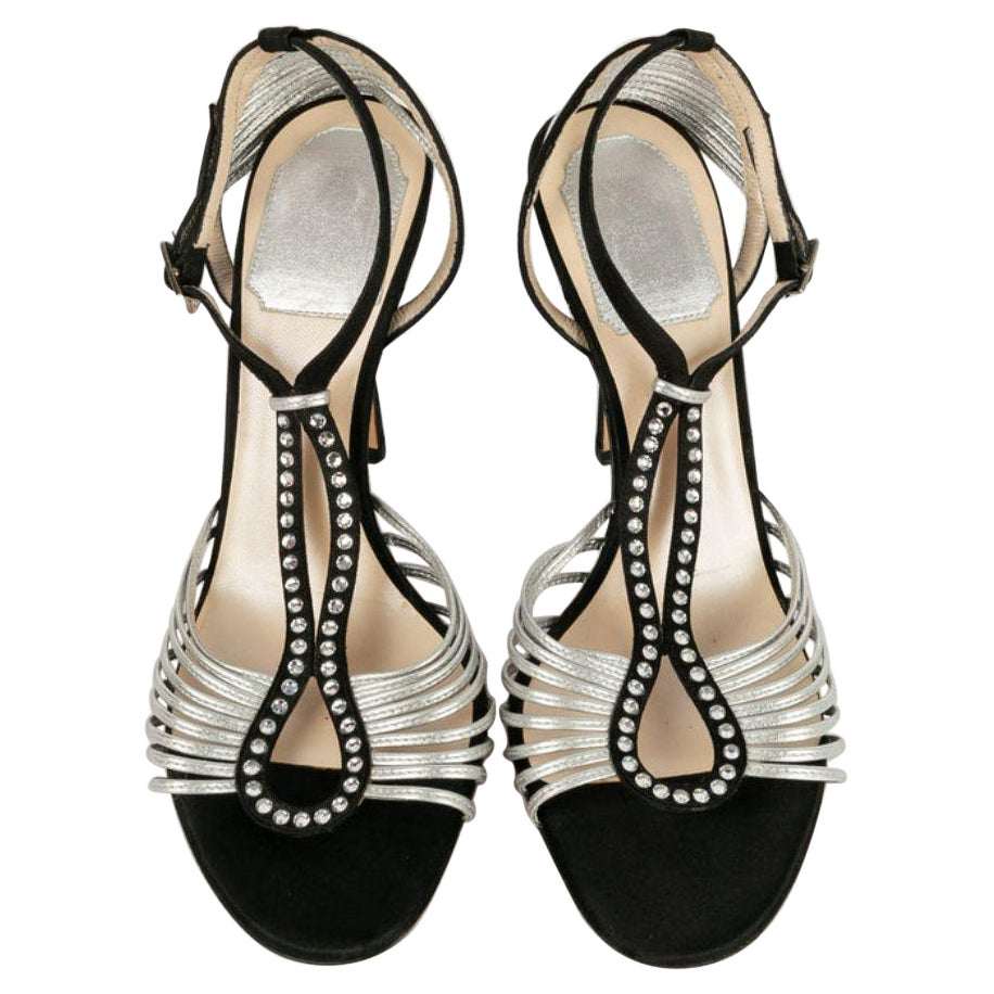 Christian Dior Black Silk Heels Shoes, Size 37