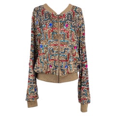 John Galliano Bombers Style Jacket in Tulle Embroidered with Sequins