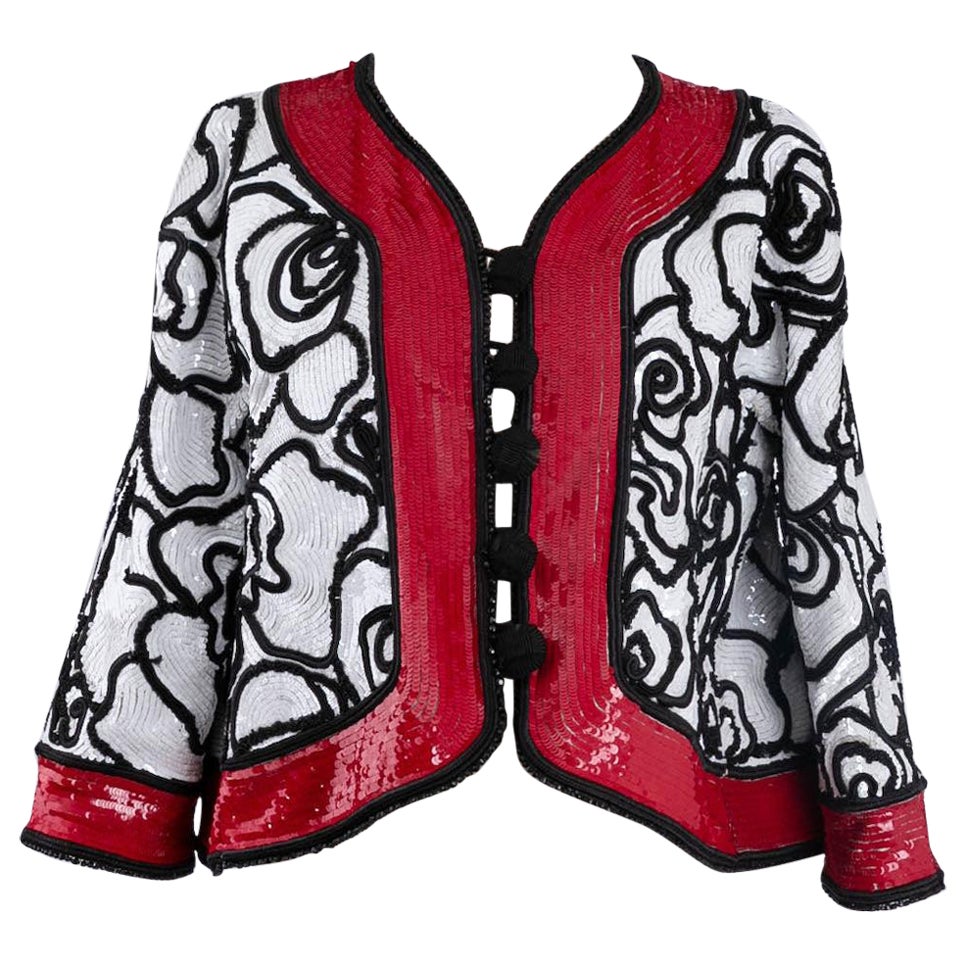 Louis Feraud Haute Couture Jacket Embroidered with Sequins For Sale
