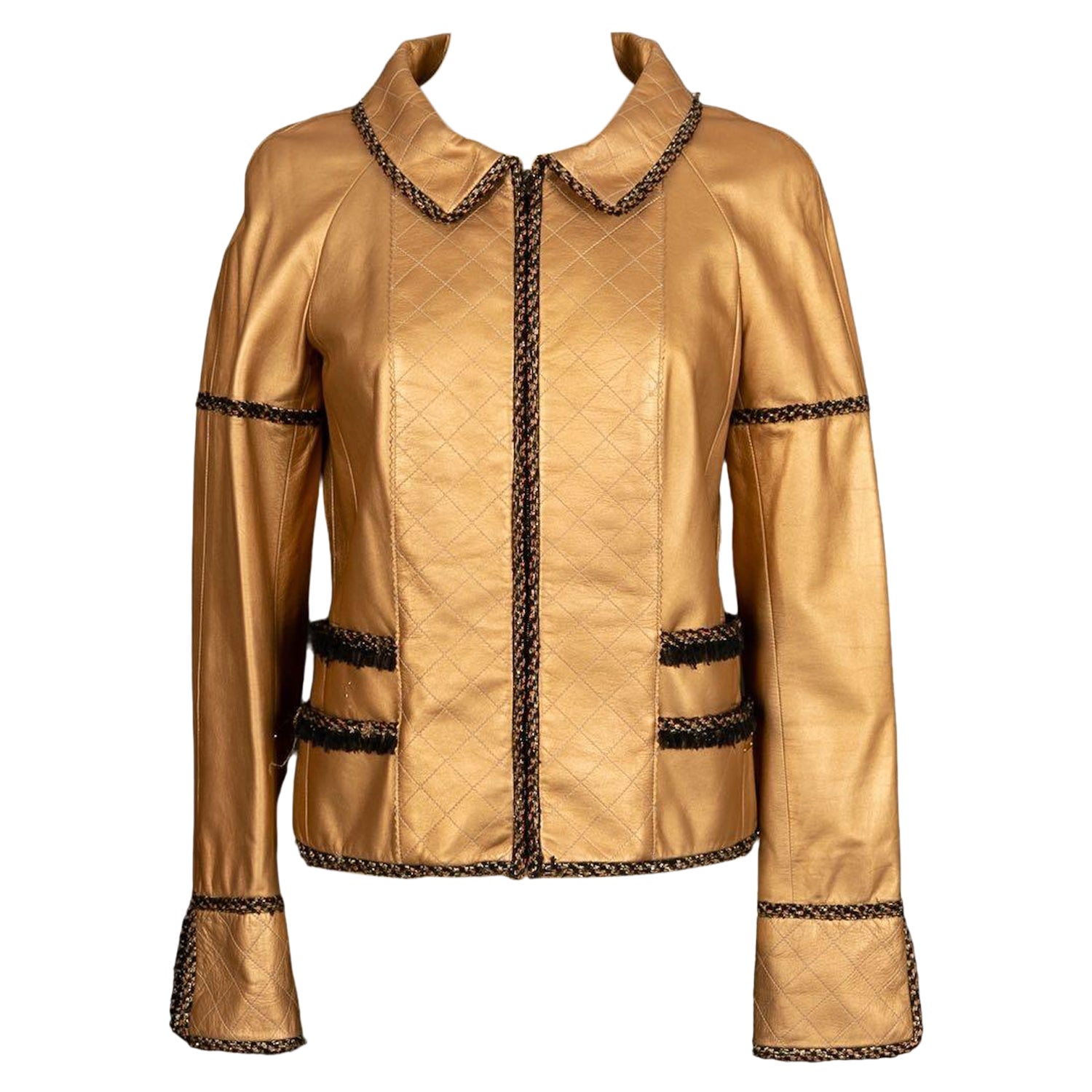Chanel Bronze Lamb Leather Jacket with Silk Lining