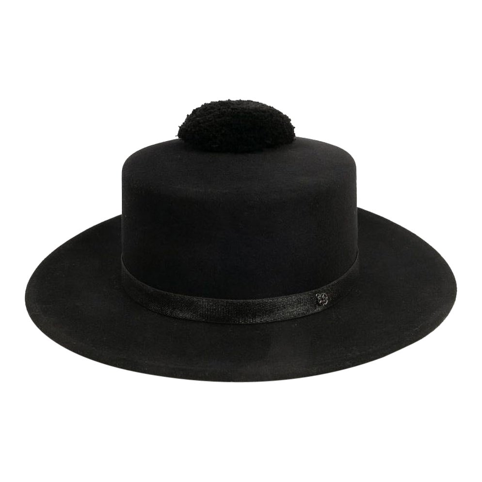 Maison Michel Black Felt "Pompom" Hat