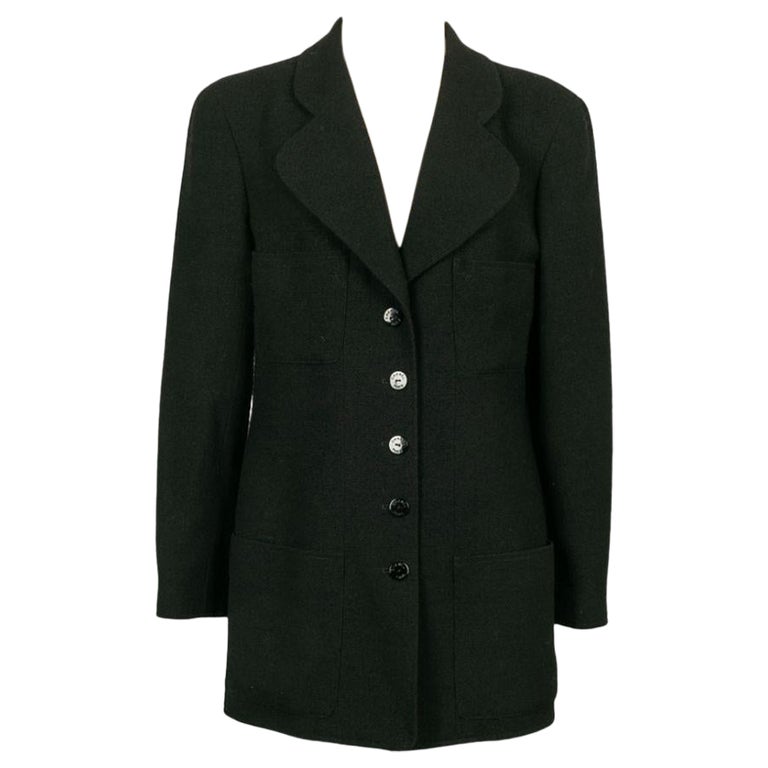 Chanel Wool Jacket with Silk Lining For Sale at 1stDibs