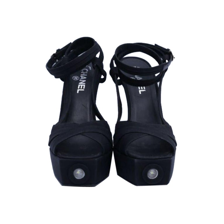 Chanel Black Platform Shoes, Size 40 For Sale