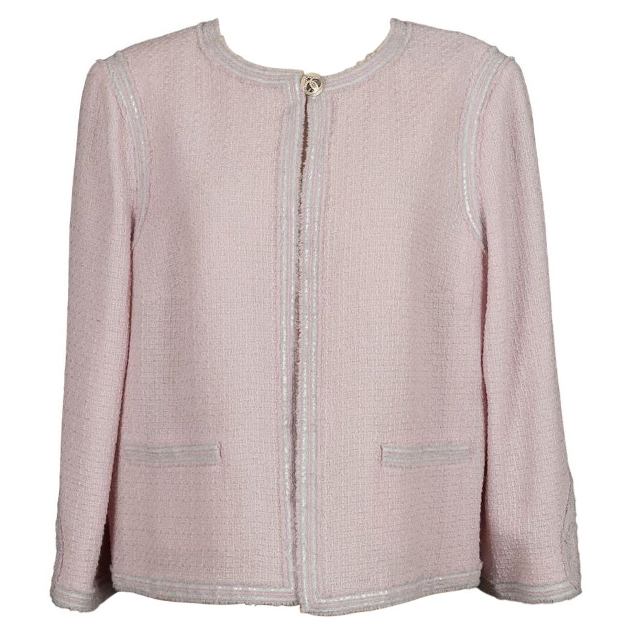 Chanel Wool Jacket in Pink with Silk Liningwith For Sale
