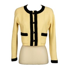 Retro Chanel Yellow and Black Wool Jacket