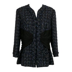 Chanel - Veste en tweed bleu foncé avec doublure en soie