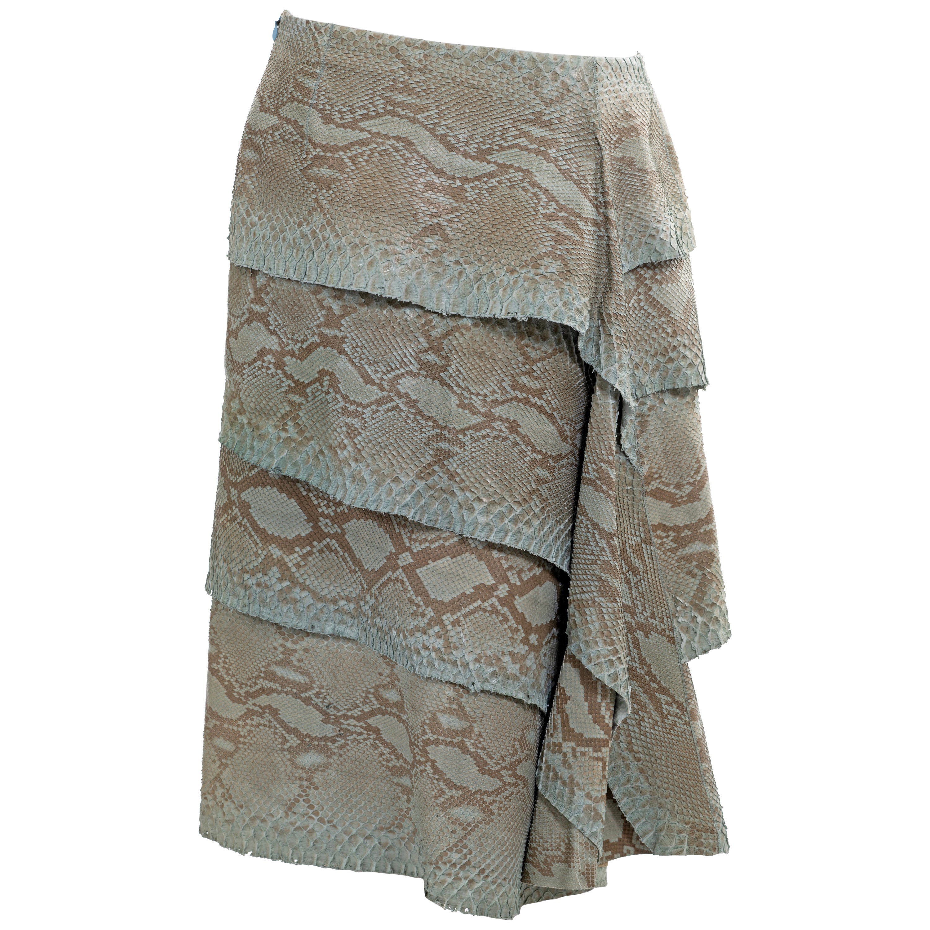 Gianni Versace turquoise python tiered skirt, fw 1999 For Sale