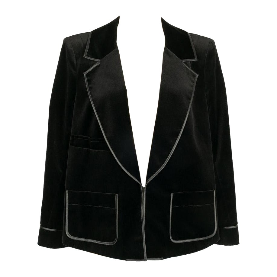 Christian Lacroix Black Velvet Jacket with Silk Lining For Sale