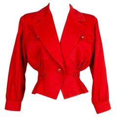 Yves Saint Laurent Red Cotton Short Jacket