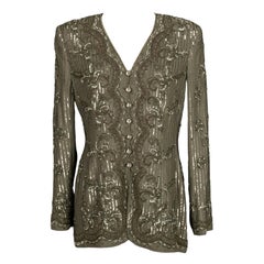 Retro Escada Silk Jacket Embroidered with Beads and Sequins