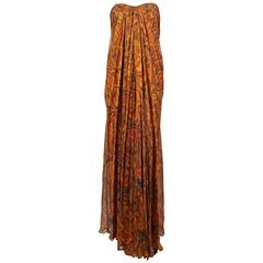 unworn ALEXANDER MCQUEEN paisley silk chiffon strapless dress - 2009 10