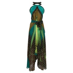Jean Paul Gaultier Silk Dress in Blue and Green