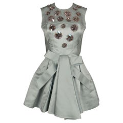 Dior Mini Dress in Silk Satin and Glittery Flowers