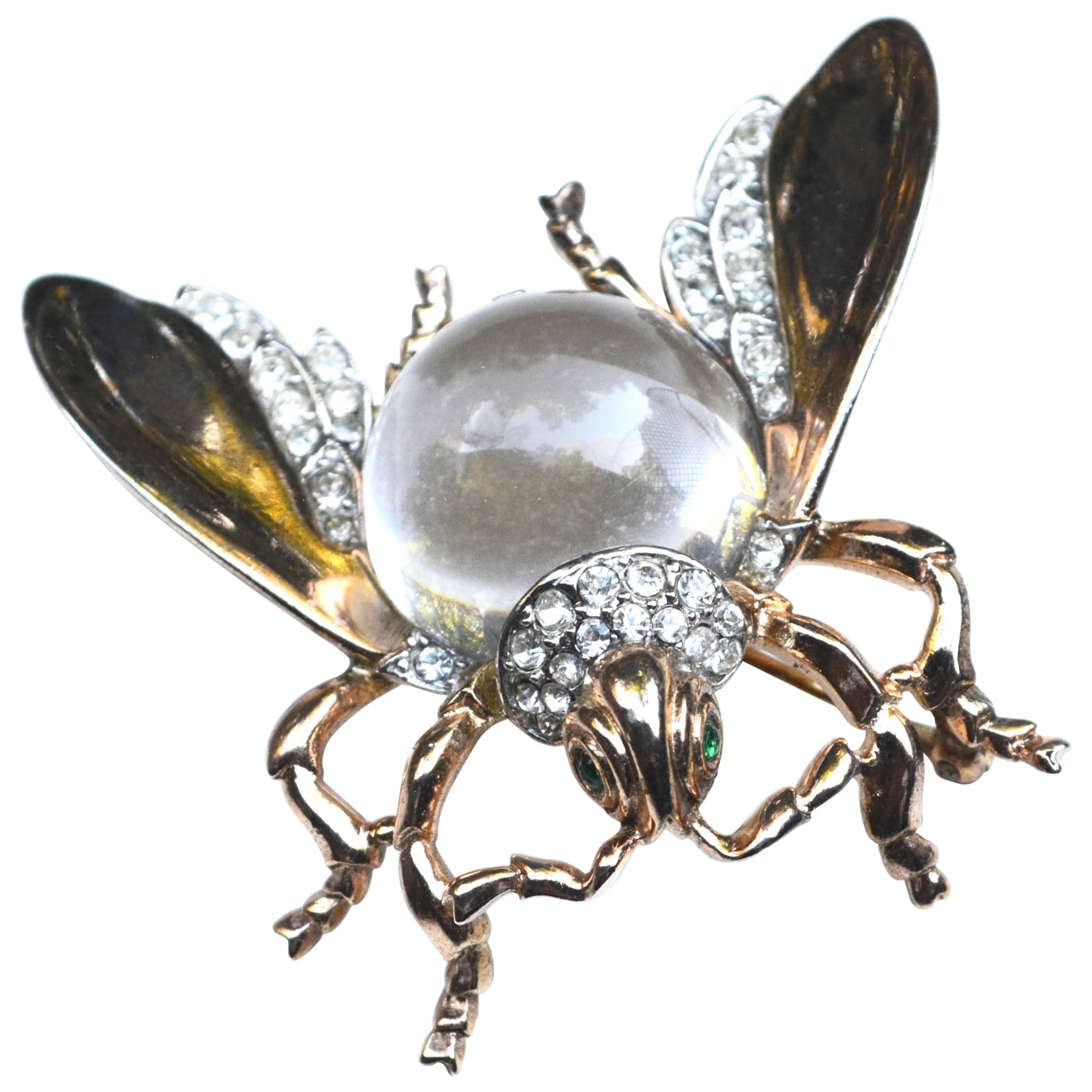 Rare Large Trifari Jelly Belly Fly Brooch / Insect For Sale