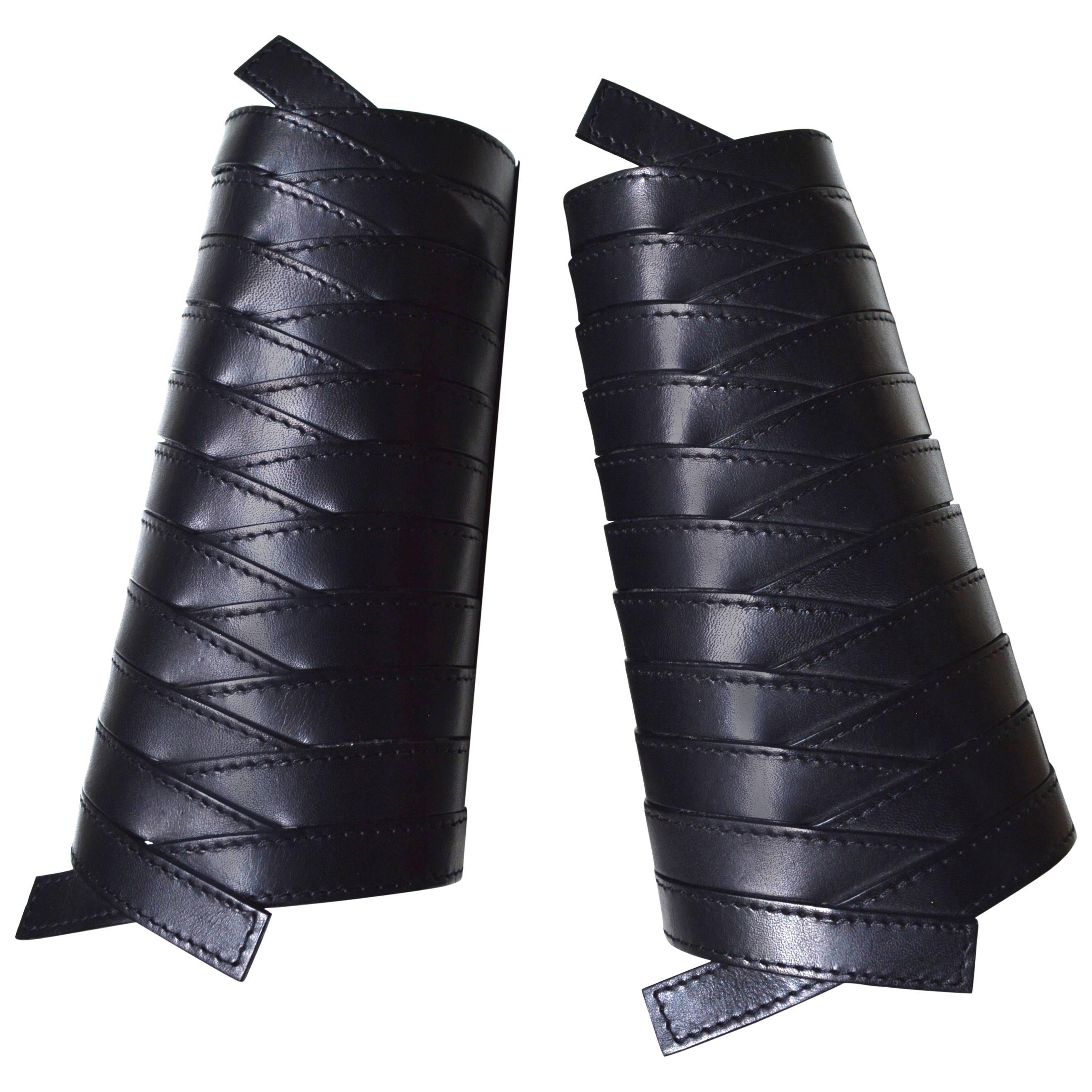 Dior Leather Armor Cuffs For Sale
