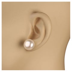 AJD Stunning 13.5MM White Pearl Studs with 14K gold posts