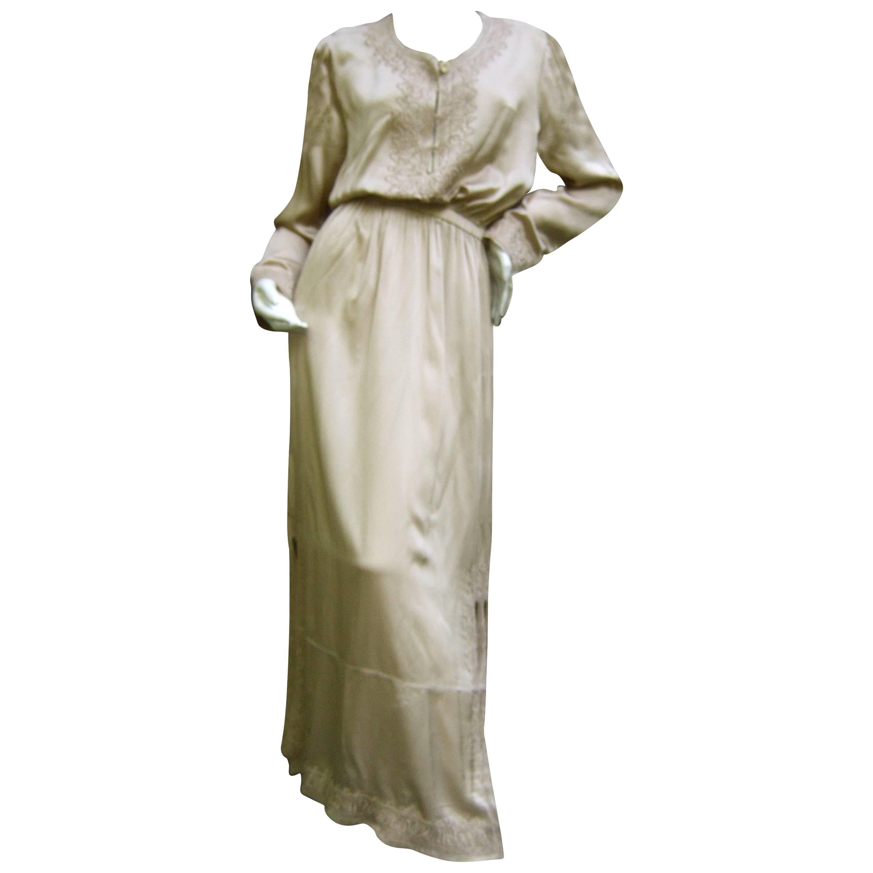 Yves Saint Laurent Rive Gauche Champagne Embroidered Silk Gown