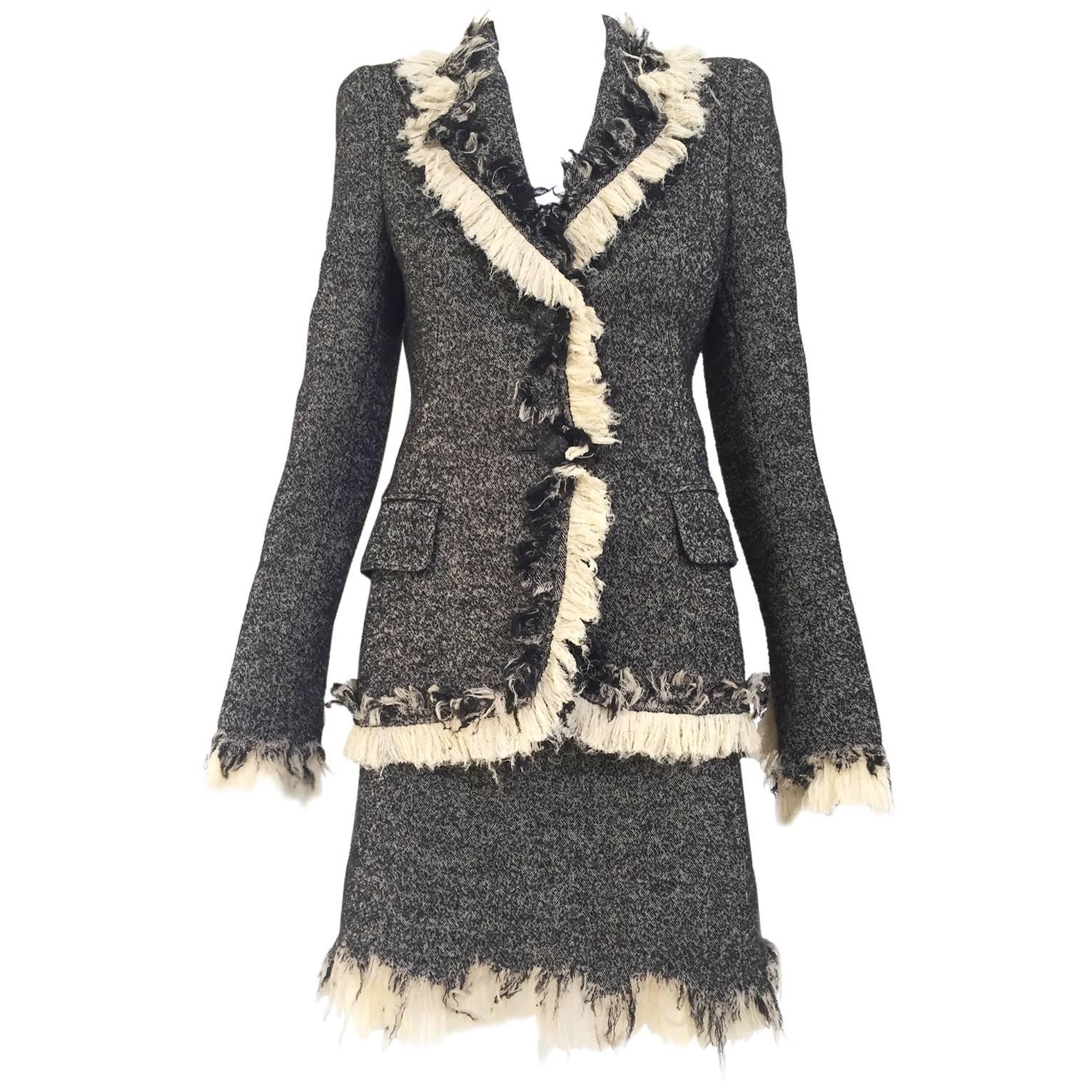 Alexander Mcqueen wool fitted blazer and skirt ensemble