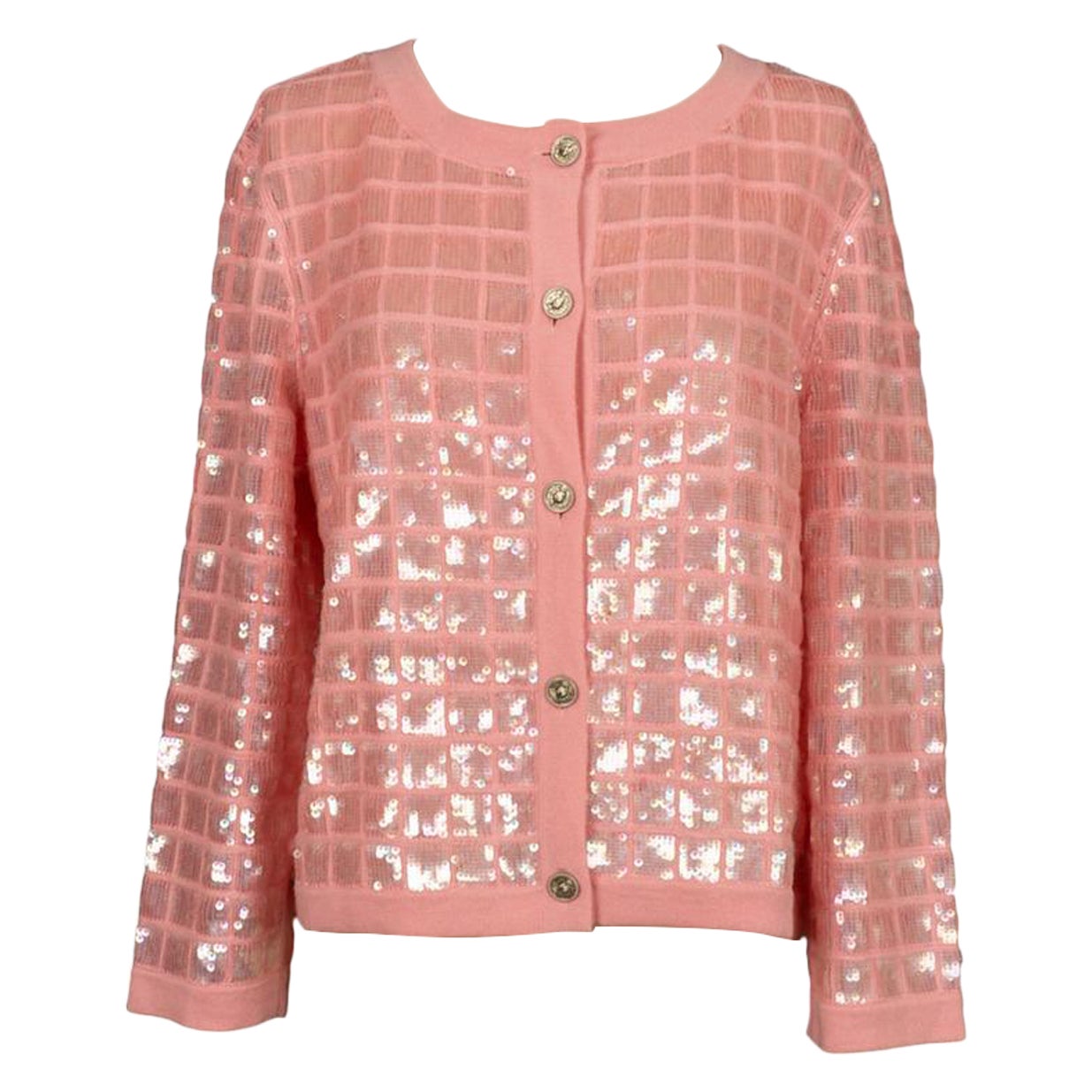 Chanel Jacket in Pink Cashmere Gilet Embroidered with Sequins