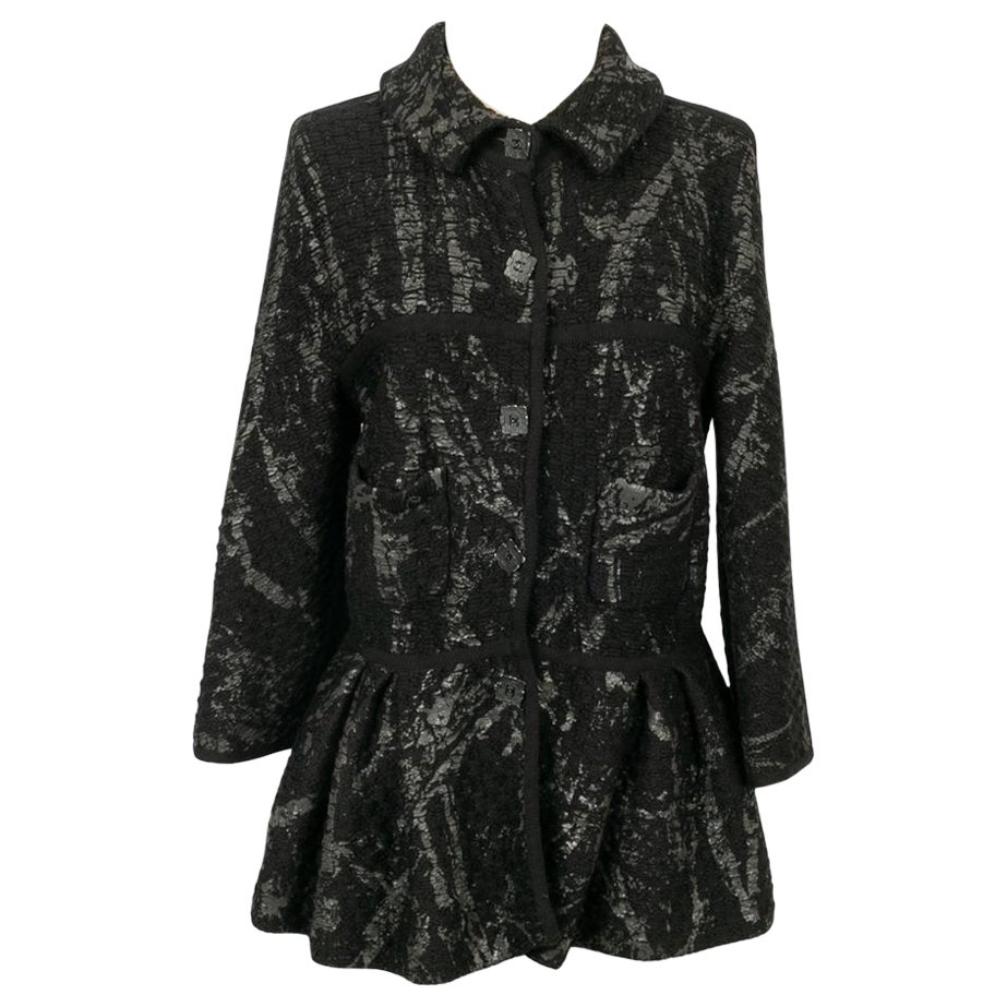 Chanel Black Wool Coat Jacket For Sale