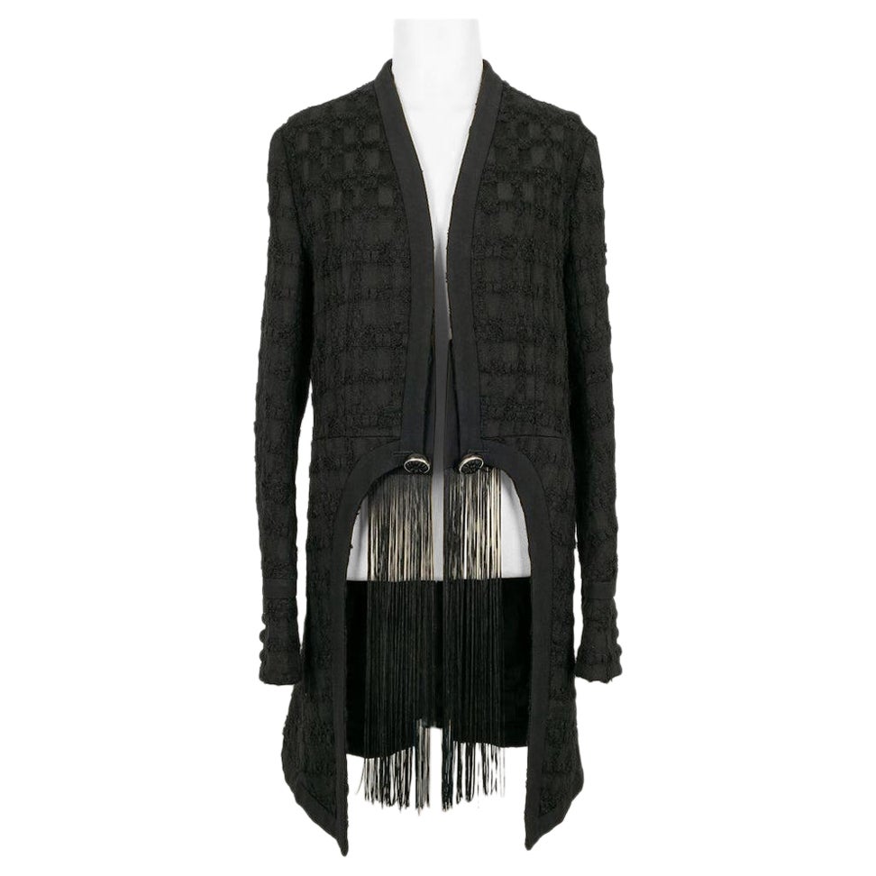 Galliano Black Wool Jacket with Bangs (Veste en laine noire avec franges) en vente
