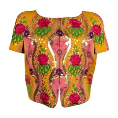 Christian Lacroix Embroidered Short Sleeved Jacket in Saffron Yellow and Pink