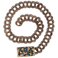 Cintura antica in metallo dorato con fibbia