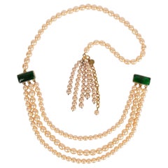 Chanel Gürtel aus perlenbesetzten Perlen und grünem Glaspastell, Coco-Periode