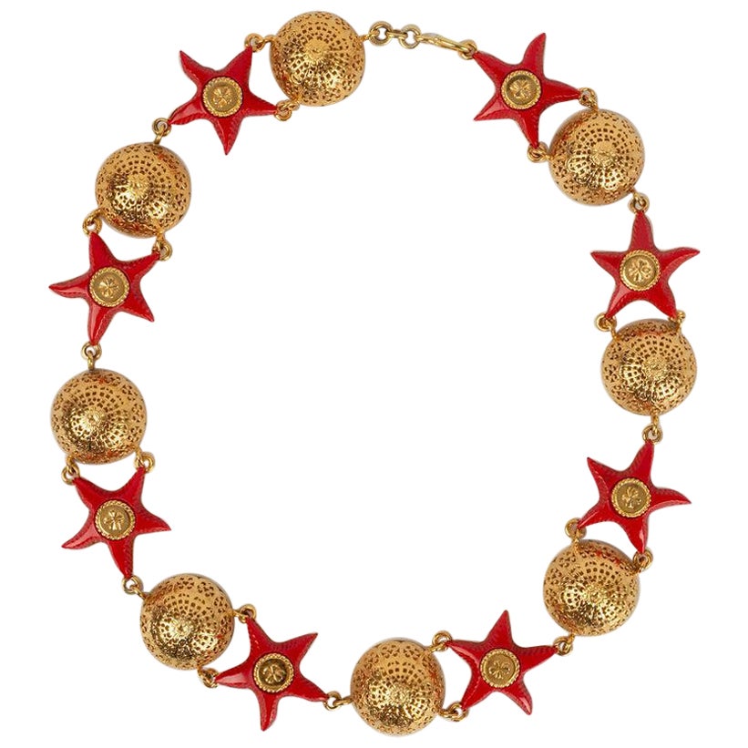 Chanel Golden Metal with Red Resin Stars Belt