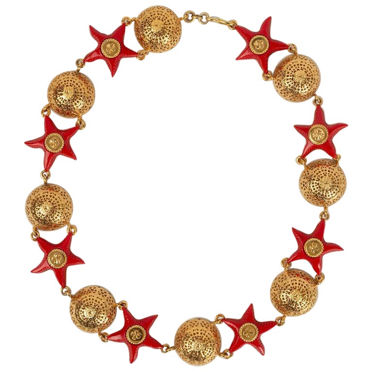 Chanel Golden Metal with Red Resin Stars Belt For Sale at 1stDibs