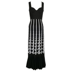 Alaïa Long Black and White Knitted Dress