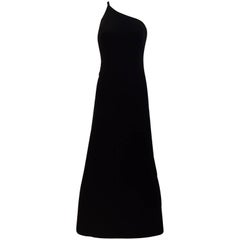 90er Jahre Giorgio Armani Schwarzes asymmetrisches Seidenkleid