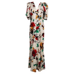 Yves Saint Laurent Long Flower Printed Silk Haute Couture Dress