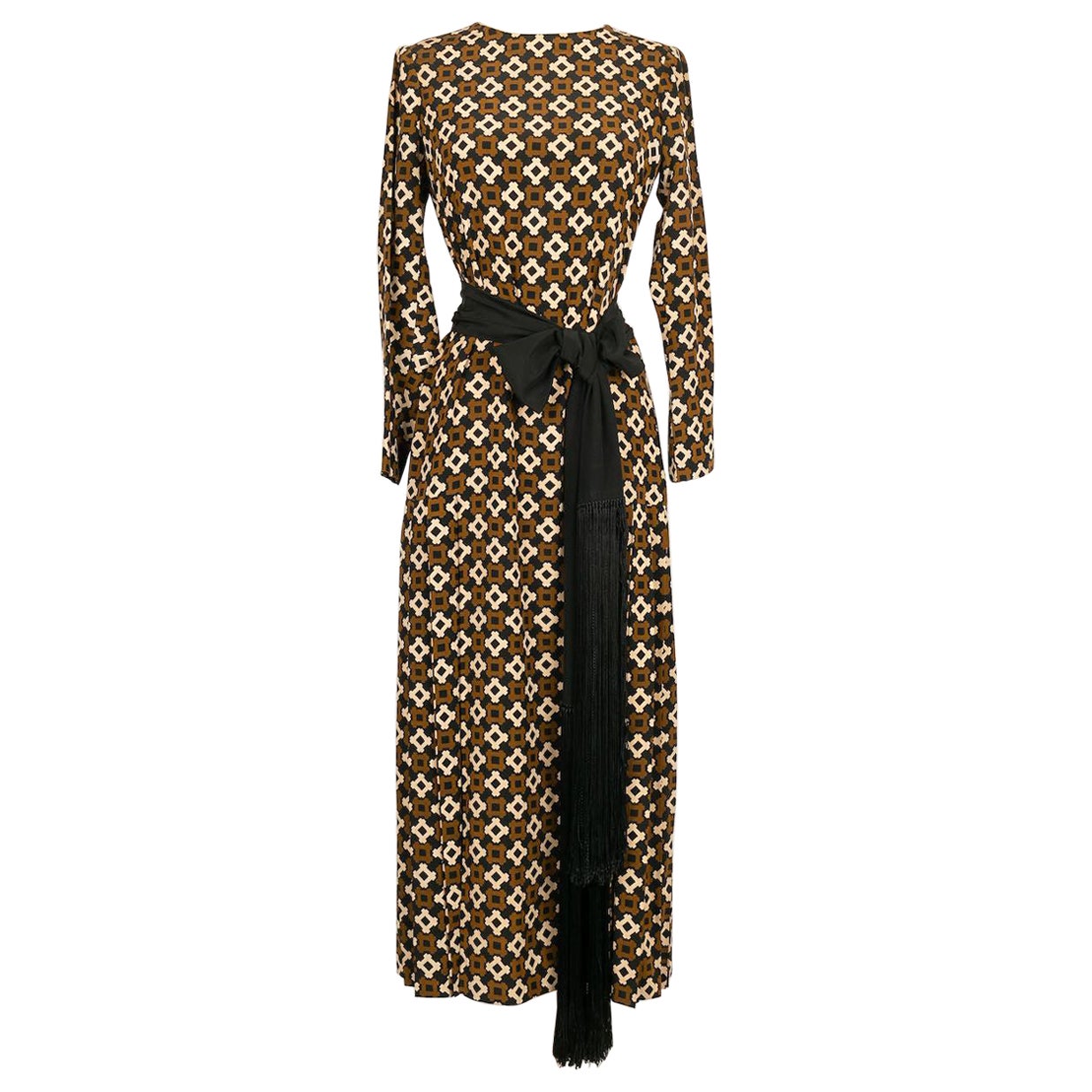 Yves Saint Laurent Haute Couture Dress with Black Silk Belt For Sale