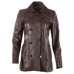 Bottega Veneta Double Breasted Leather Jacket It 42 Uk 10