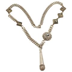 1990s Jean Paul Gaultier Paris Signed Chain Necklace Jeweled Medallions 6