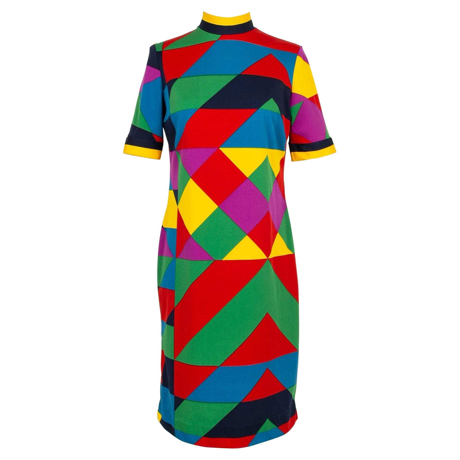 Lanvin Kurzes Kleid aus mehrfarbigem Jersey im Angebot