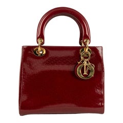 Used Lady Dior Red Patent Leather Handbag