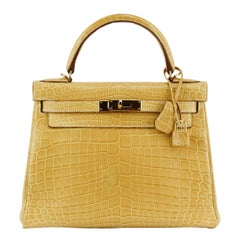 Used Hermès 2014 Kelly Retourne 28cm Matte Niloticus Crocodile Leather Bag
