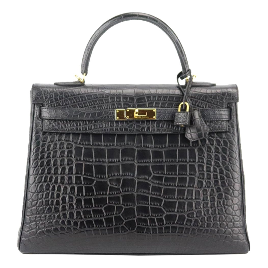 Hermès 2013 Sac Kelly 35cm Alligator mat Mississippiensis Leather en vente