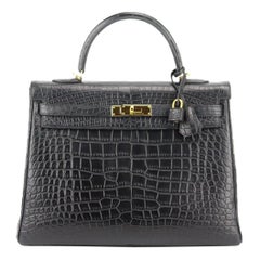 Used Hermès 2013 Kelly 35cm Matte Alligator Mississippiensis Leather Bag