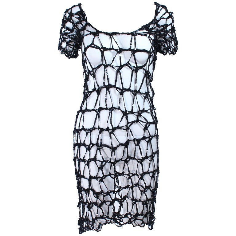 Vintage Black Sequin Cage Dress Size Small to Medium For Sale at 1stDibs |  cage dresses, number nine nightcrawler