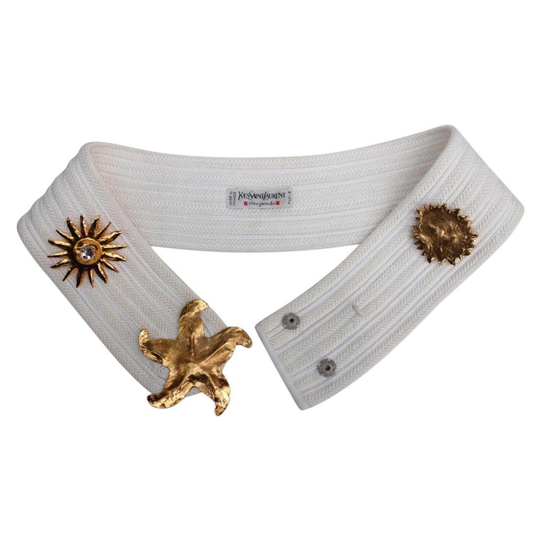 Yves Saint Laurent Belt in White Passementerie For Sale