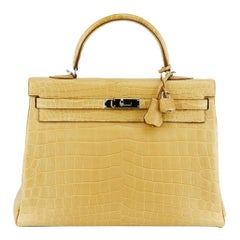 Used Hermès 2016 Kelly Retourne 35cm Matte Niloticus Crocodile Leather Bag