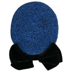 Vintage Yves Saint Laurent Black and Blue Hat/Bibi