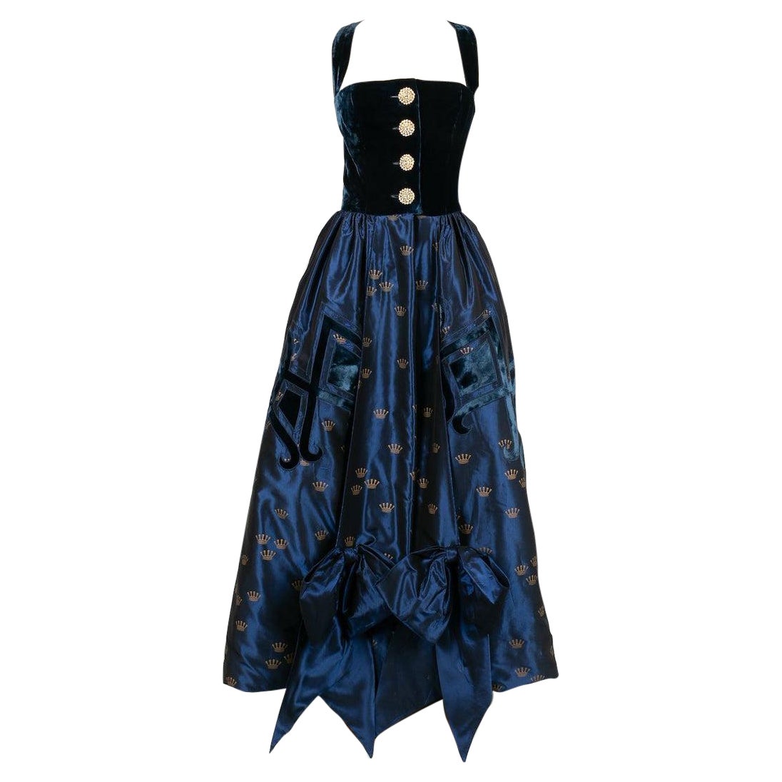 Jacques Fath Silk Taffeta Maxi Dress For Sale